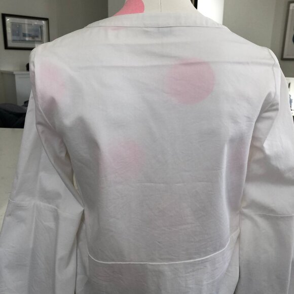 Halston Boho Scoop Neck Bell Sleeve Cotton & Nylon Button Up Shirt Wht Sz S NWOT - Picture 7 of 10